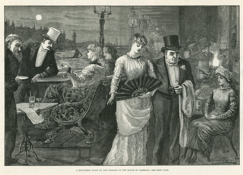 Een midzomernacht op het terras van het Lagerhuis door Harry Furniss