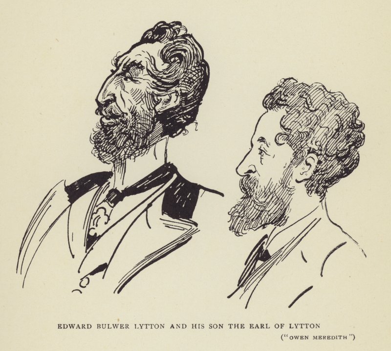 Edward Bulwer Lytton en zijn zoon de graaf van Lytton, Owen Meredith door Harry Furniss