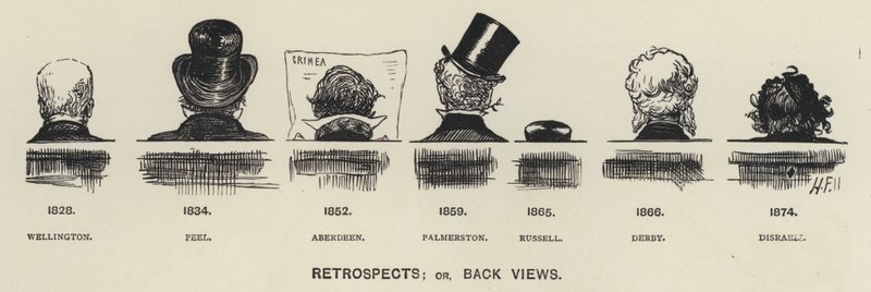 Terugblikken, of achteraanzichten van leidende politici van de 19e eeuw door Harry Furniss