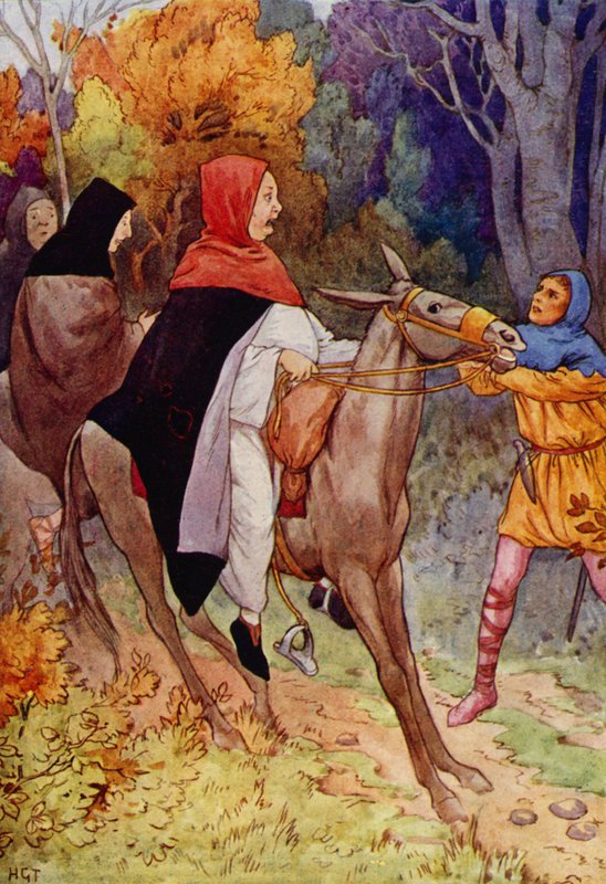 Abt Hugo had nauwelijks gesproken toen zijn teugel werd gegrepen (kleurenlitho) door Harry George Theaker