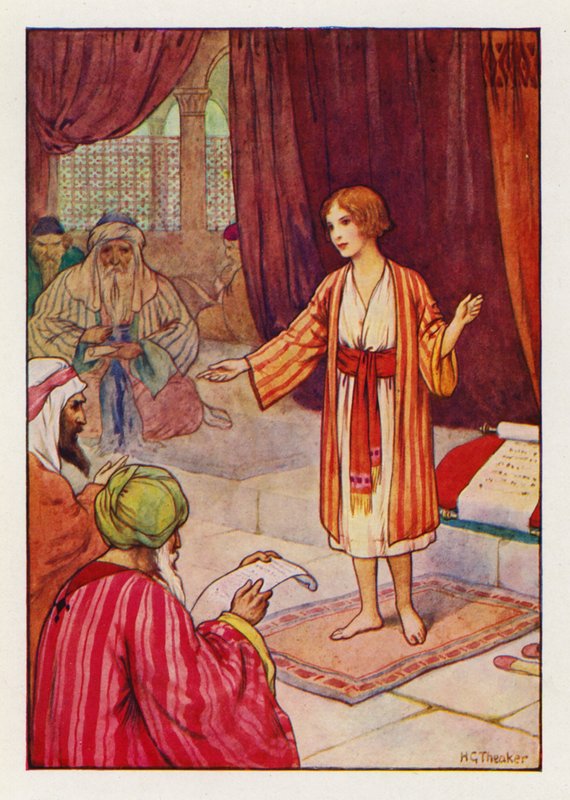 Na drie dagen vonden ze hem in de Tempel (kleurenlitho) door Harry George Theaker