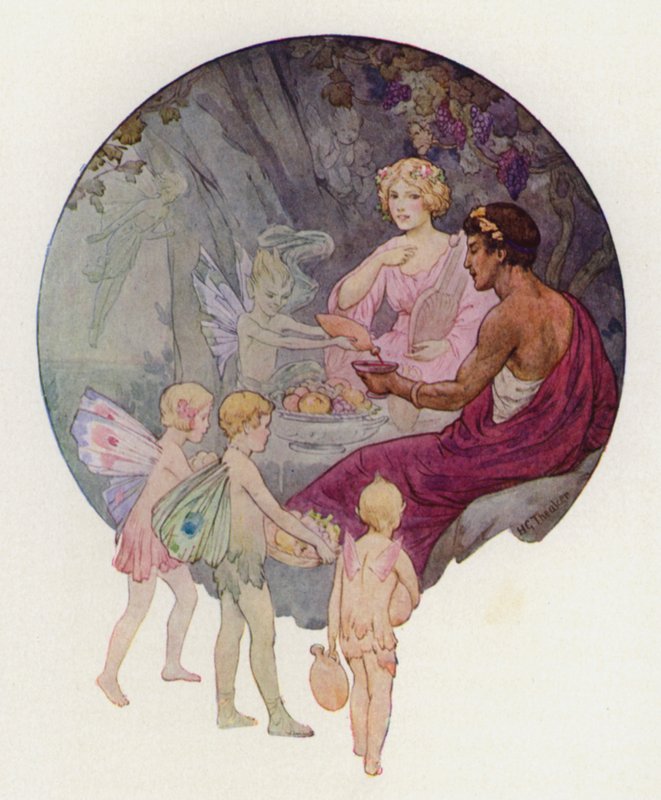 Calypso in haar grot (kleurenlitho) door Harry George Theaker