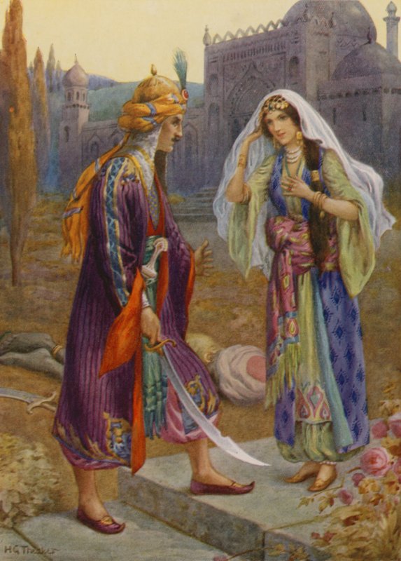 Codadad verslaat de negerreus (kleurenlitho) door Harry George Theaker