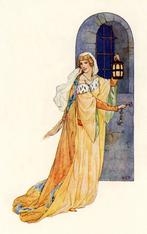 "Volg mij!" zei het meisje (kleurenlitho) door Harry George Theaker