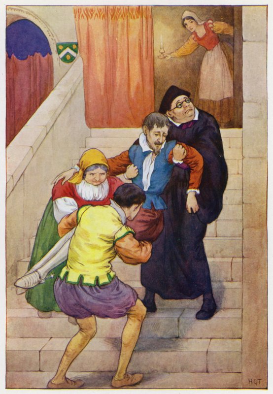 Illustratie voor Don Quichot (kleurenlitho) door Harry George Theaker
