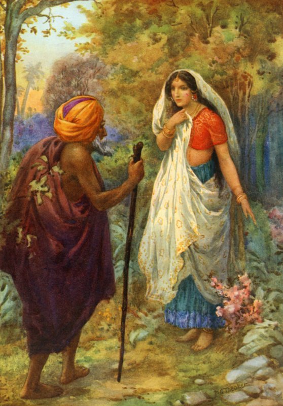 "Mag ik even rusten op deze aangename plek" (kleurenlitho) door Harry George Theaker