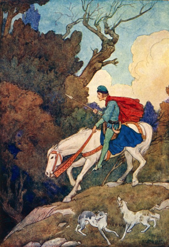 Het betoverde bos (kleurenlitho) door Harry George Theaker