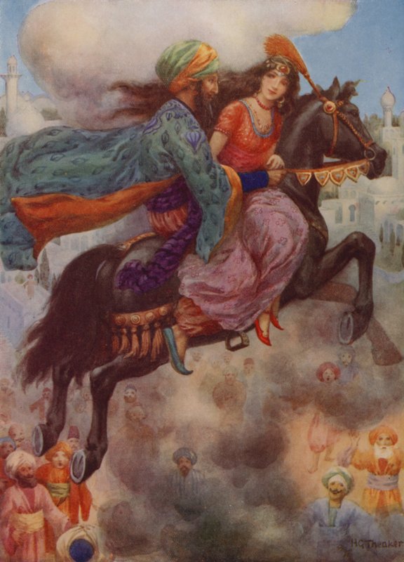 De prinses keert terug naar Perzië (kleurenlitho) door Harry George Theaker