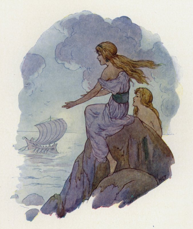 De Sirenen (kleurenlitho) door Harry George Theaker