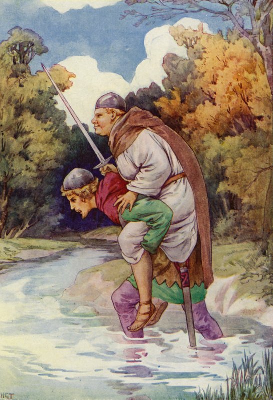 De broeder liet hem knorren met zijn grote gewicht (kleurenlitho) door Harry George Theaker