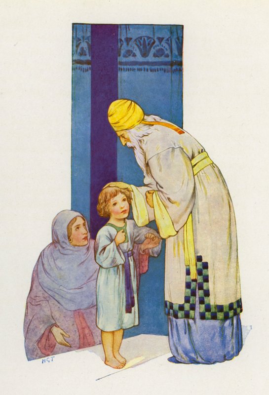 Het grootste geschenk van allemaal was haar zoontje Samuel (kleurenlitho) door Harry George Theaker