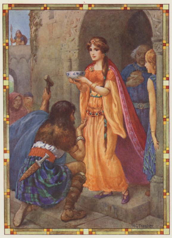 "De dame van Loch Awe", De Penning (kleurenlitho) door Harry George Theaker