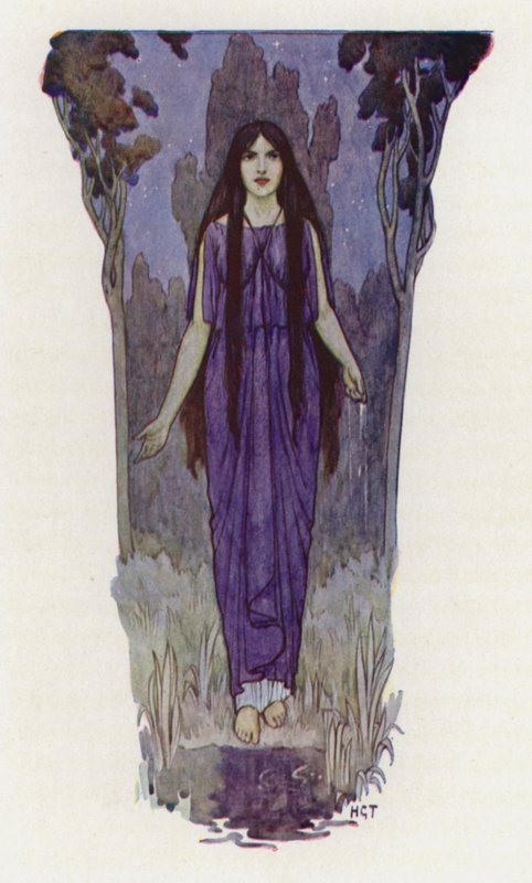 Daar in de stilte van het bos zou Medea staan (kleurenlitho) door Harry George Theaker