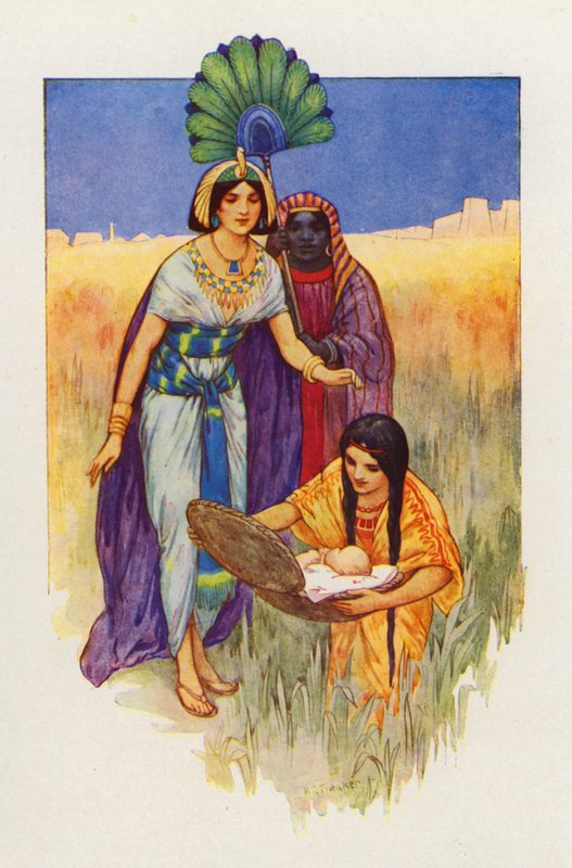 Toen de mand werd gebracht, werd de baby wakker (kleurenlitho) door Harry George Theaker