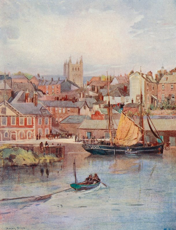 De Kade, Exeter, met de Kathedraaltorens door Harry Hine