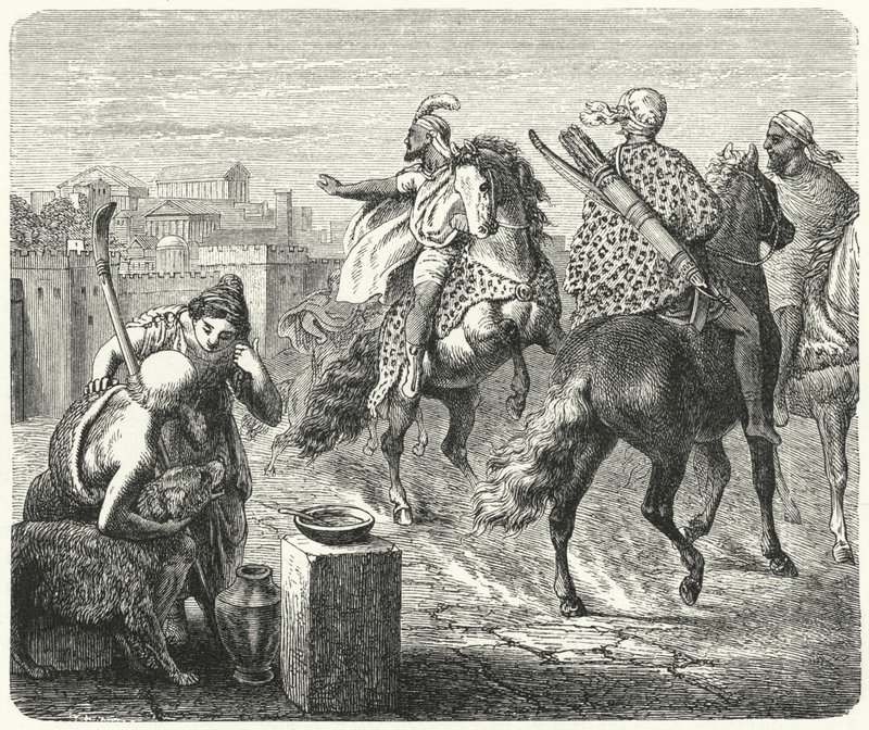 Jugurtha van Numidië verlaat de corrupte stad Rome door Heinrich Leutemann