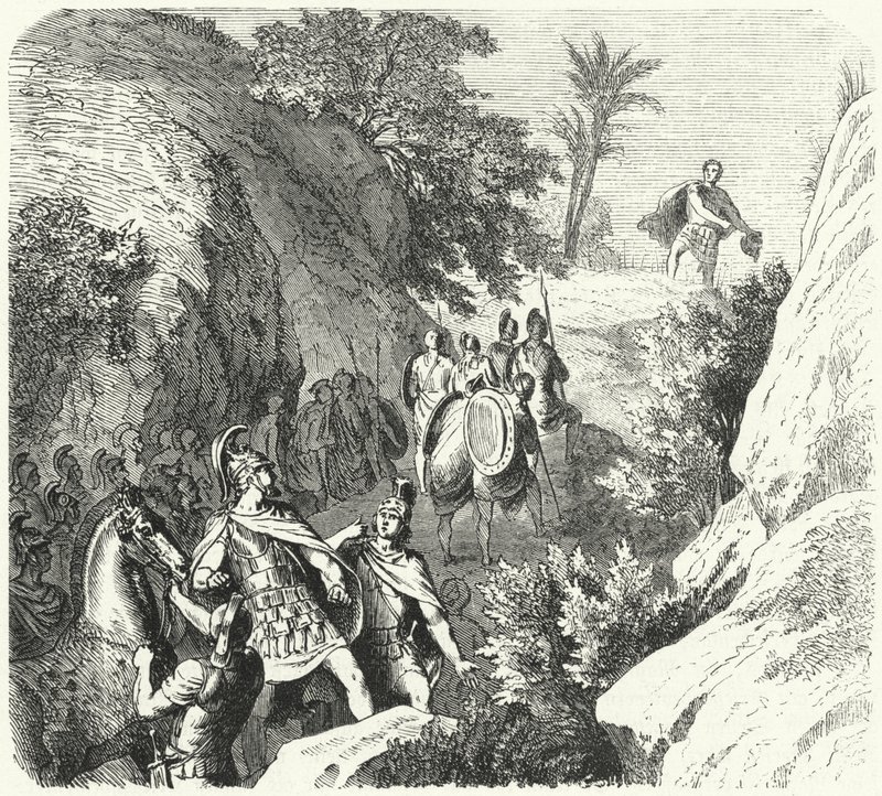 Perseus van Macedonië op mars door de kloven van Thessalië door Heinrich Leutemann