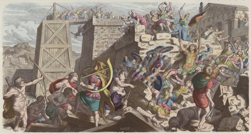 Romeinse soldaten bestormen een stad door Heinrich Leutemann