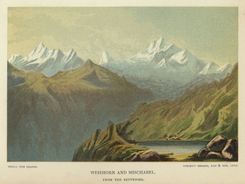Weishorn en Mischabel, vanaf de Bettensee door Helga von Cramm
