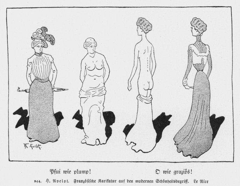 Pooh, Hoe Mollig! Oh, Hoe Gracieus!, Franse cartoon uit Le Rire over het moderne schoonheidsideaal door Henri Avelot