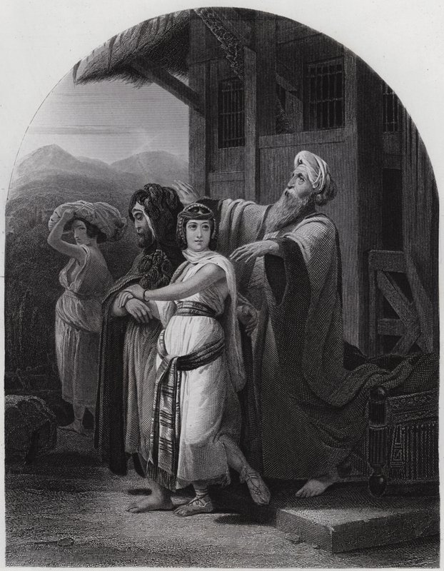 Het Vertrek van Rebekka door Henri Frederic (after) Schopin