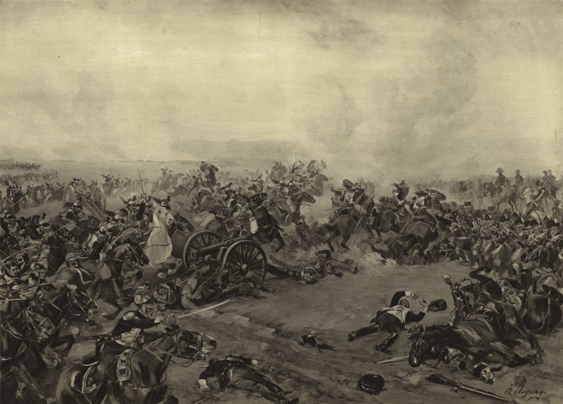Slag bij Waterloo, 1815 door Henri Louis Dupray