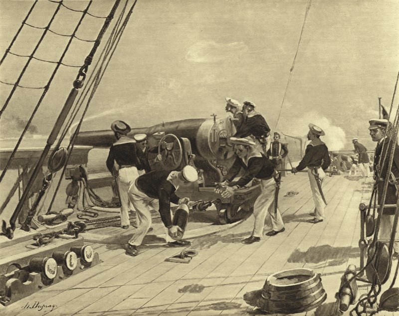 Bombardement van Alexandrië, 1882 door Henri Louis Dupray