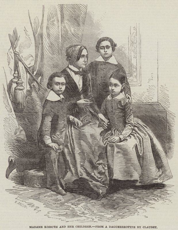 Madame Kossuth en haar kinderen door Henry Anelay