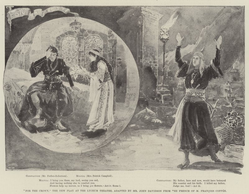 Voor de Kroon, het Nieuwe Toneelstuk in het Lyceum Theatre, aangepast door Mr John Davidson van het Frans van M Francois Coppee door Henry Charles Seppings Wright