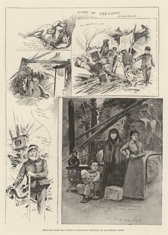 Schetsen na de cycloon in Louisville, Kentucky door Henry Charles Seppings Wright
