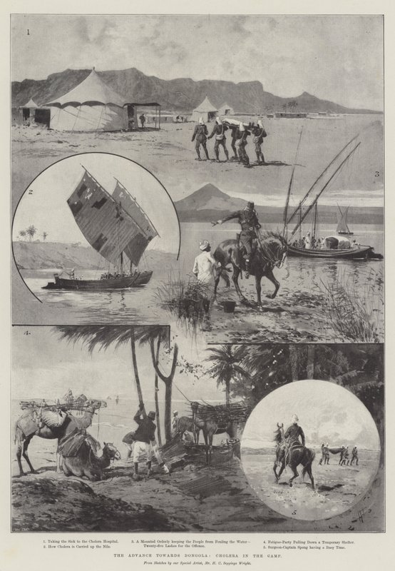 De opmars naar Dongola, Cholera in het kamp door Henry Charles Seppings Wright