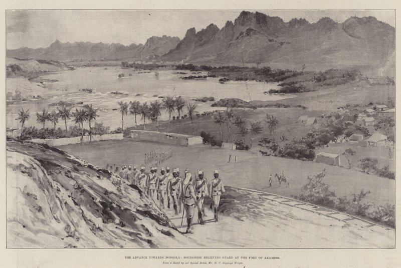 De Vooruitgang naar Dongola, Soedanese Wachters bij het Fort van Akasheh door Henry Charles Seppings Wright