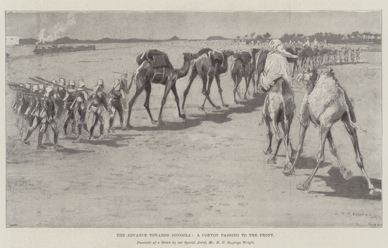 De opmars naar Dongola, een konvooi op weg naar het front door Henry Charles Seppings Wright