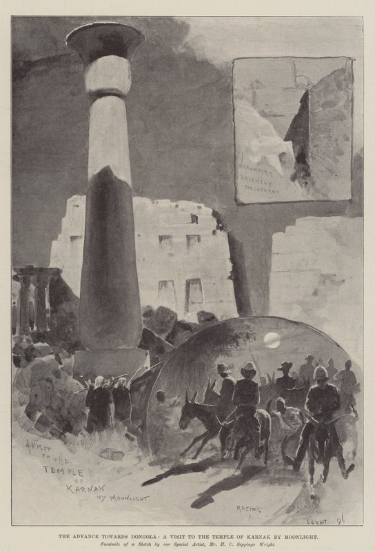 De opmars naar Dongola, een bezoek aan de tempel van Karnak bij maanlicht door Henry Charles Seppings Wright