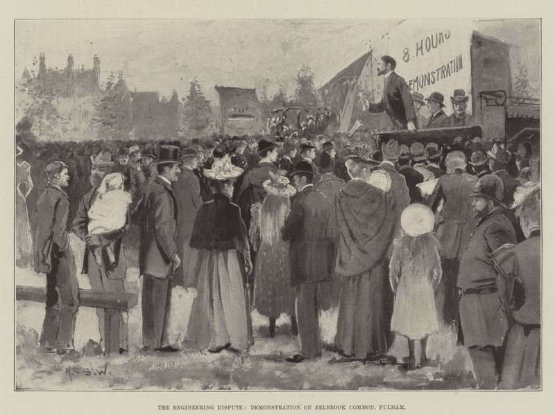 Het Ingenieursconflict, Demonstratie op Eelbrook Common, Fulham door Henry Charles Seppings Wright