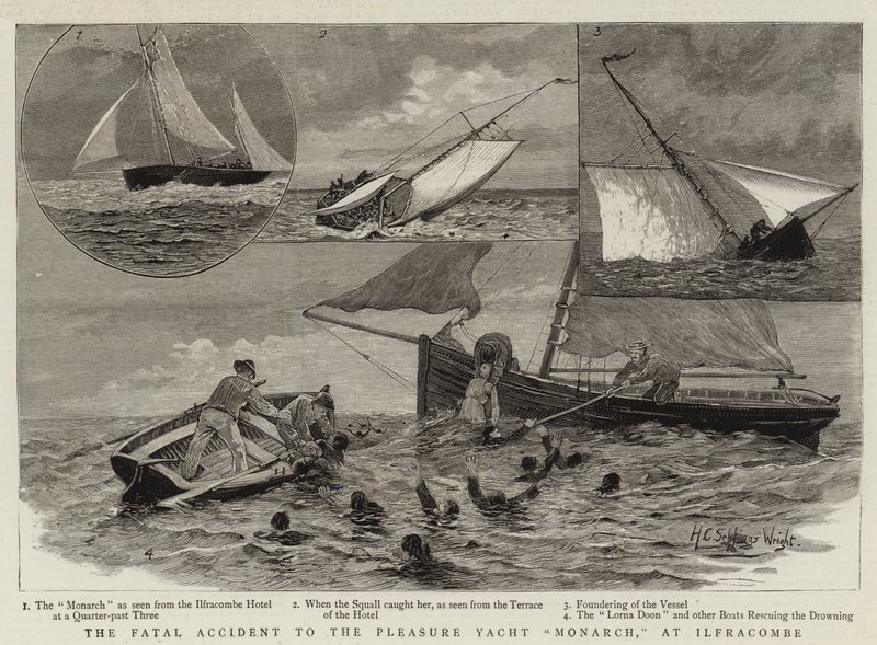 Het fatale ongeluk met het plezierjacht Monarch, bij Ilfracombe door Henry Charles Seppings Wright