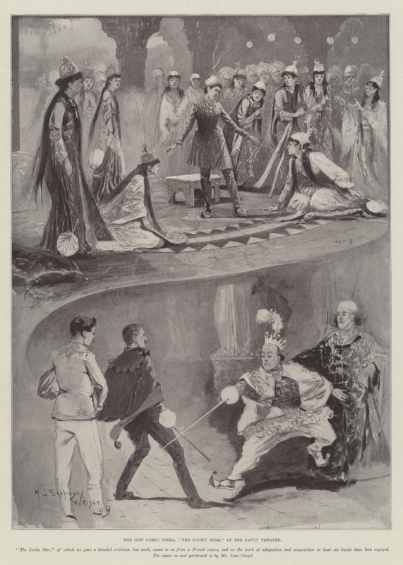 De nieuwe komische opera, De gelukkige ster, in het Savoy Theatre door Henry Charles Seppings Wright
