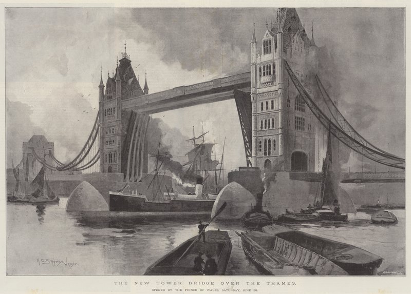 De nieuwe Tower Bridge over de Theems, geopend door de Prins van Wales, zaterdag 30 juni door Henry Charles Seppings Wright