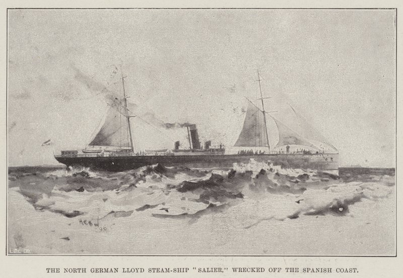 De Noord-Duitse Lloyd Stoomschip Salier, vergaan voor de Spaanse kust door Henry Charles Seppings Wright