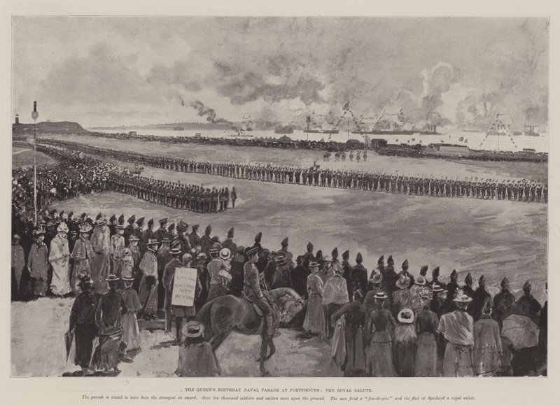De Verjaardag van de Koningin, Marine Parade in Portsmouth, de Koninklijke Groet door Henry Charles Seppings Wright