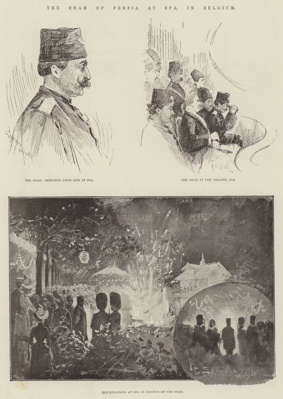 De sjah van Perzië in Spa, België door Henry Charles Seppings Wright