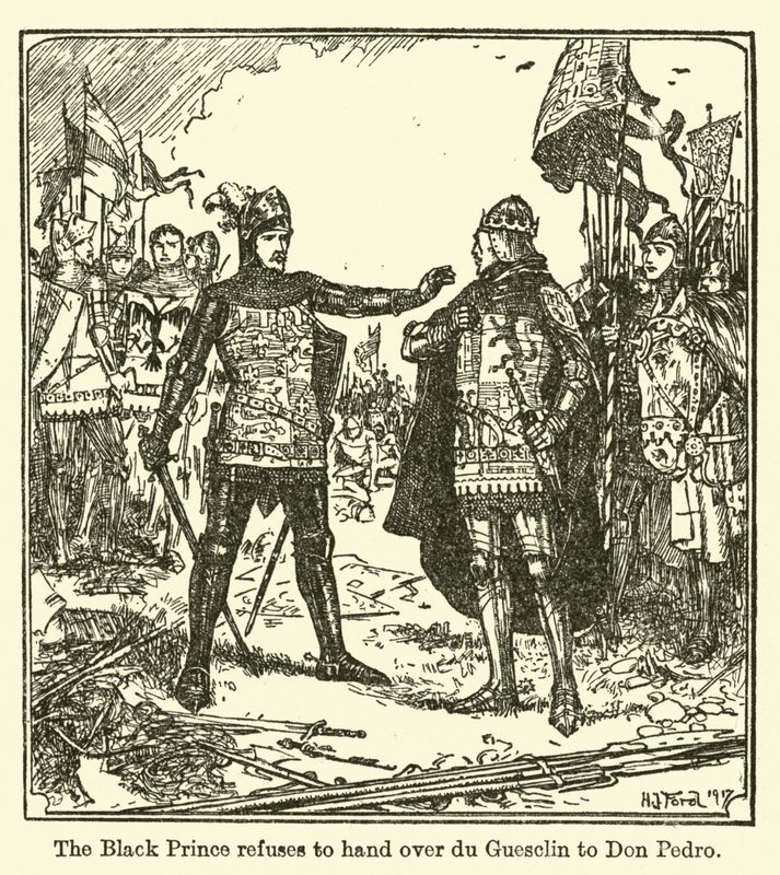 De Zwarte Prins weigert du Guesclin over te dragen aan Don Pedro door Henry Justice Ford