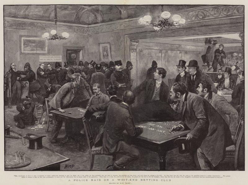 Een Politierazzia op een West-End Wedkantoor door Henry Marriott Paget