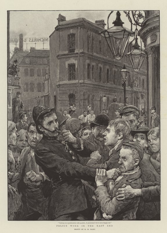 Politie Werk in de East End door Henry Marriott Paget