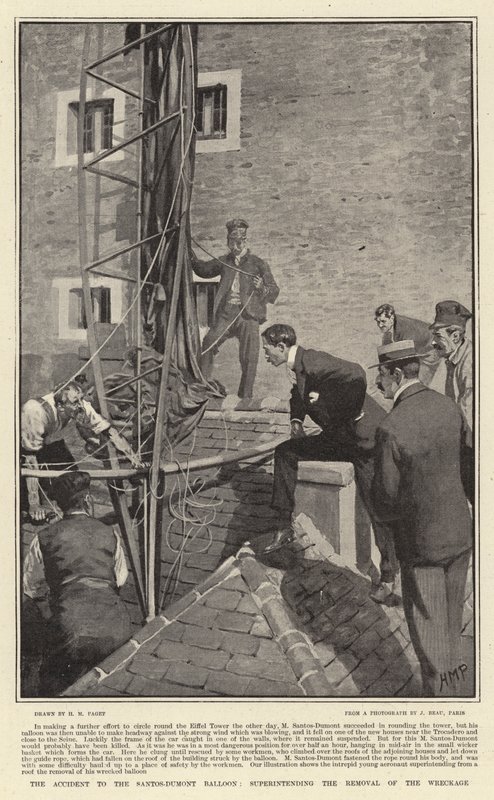 Het Ongeluk met de Santos-Dumont Ballon, toezicht op de verwijdering van het Wrak door Henry Marriott Paget