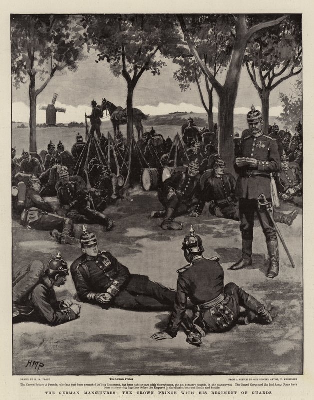 De Duitse Manoeuvres, de Kroonprins met zijn Regiment Garde door Henry Marriott Paget