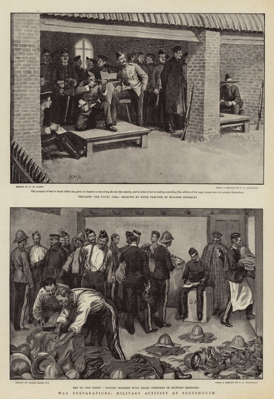 Oorlogsvoorbereidingen, militaire activiteit in Portsmouth door Henry Marriott Paget