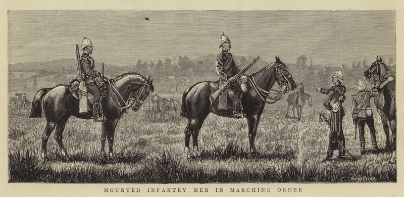 Gemonteerde infanteriemannen in marsorde door Henry Payne