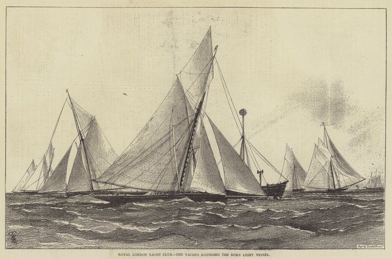 Royal London Yacht Club, de Jachten ronden het Nore Lichtschip door Henry Spernon Tozer