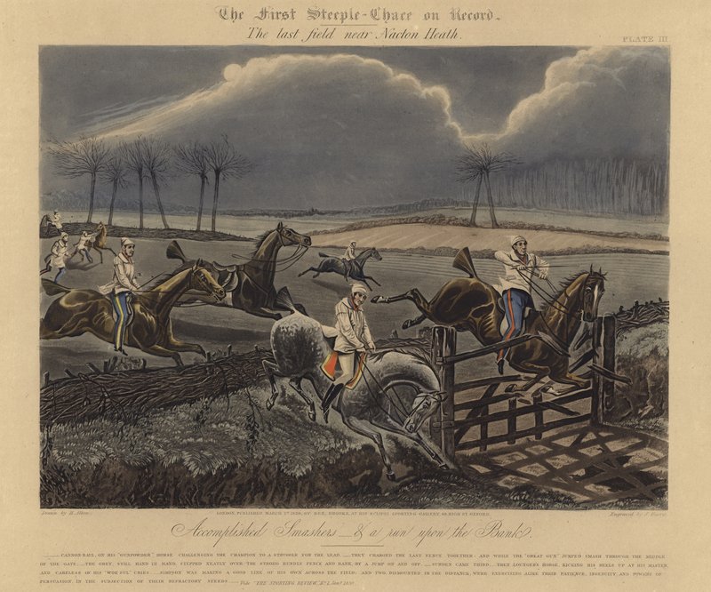 De Eerste Steeple Chase op Record, 1839 door Henry Thomas Alken